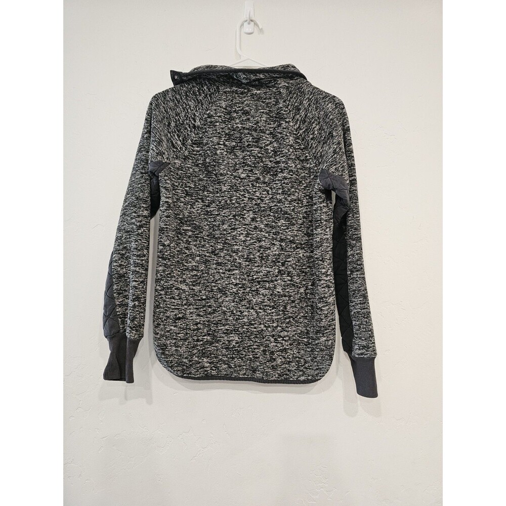 Abercrombie & Fitch Fleece Quilted Gray Pullover Jacket Coat Snap Mock Neck XS - Picture 3 of 6